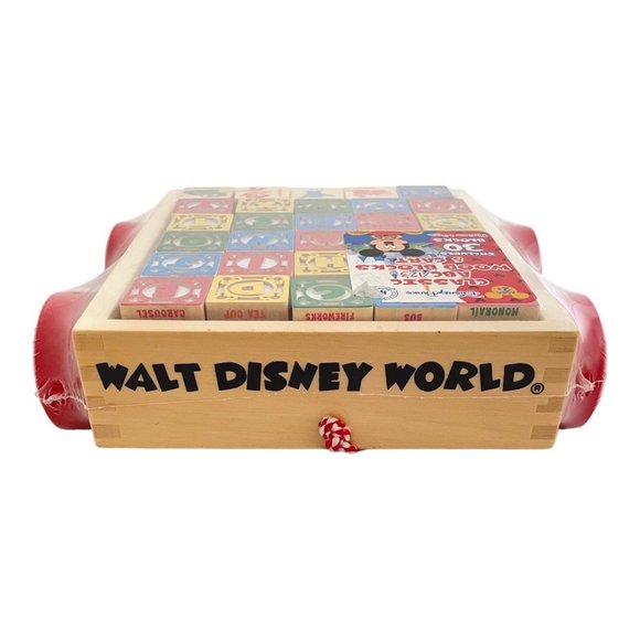 Disney Parks Classic Wood ABC 123 Blocks and Cart - Picture 6 of 9